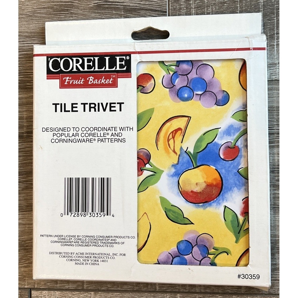 NEW Corelle Coordinates Fruit‎ Basket Tile Trivet 6" x 6"